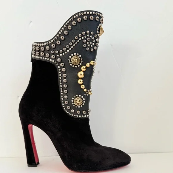 Christian Louboutin Alix Bootic 100 mid calf bootie in Black Suede leather EU37 - Picture 9 of 13